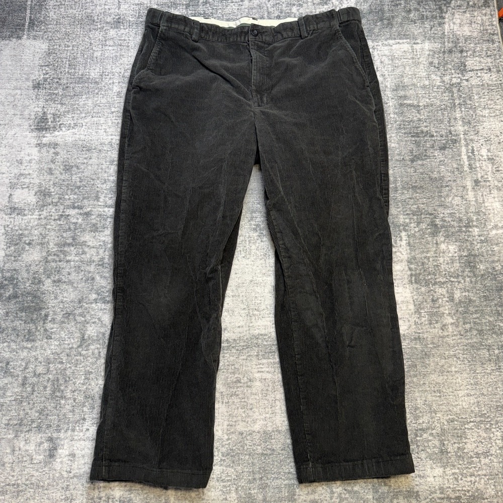 LL Bean Corduroy Pants Mens 42x32 Dark Taupe Stretch Comfort Waist Wide Wale